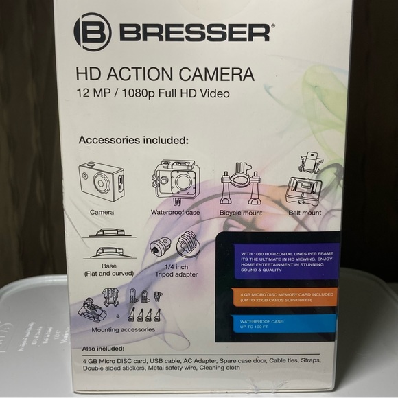 Bresser HD Action Camera 1080P Full HD Camera, Waterproof Case, Memory Card NIB! - Picture 8 of 14